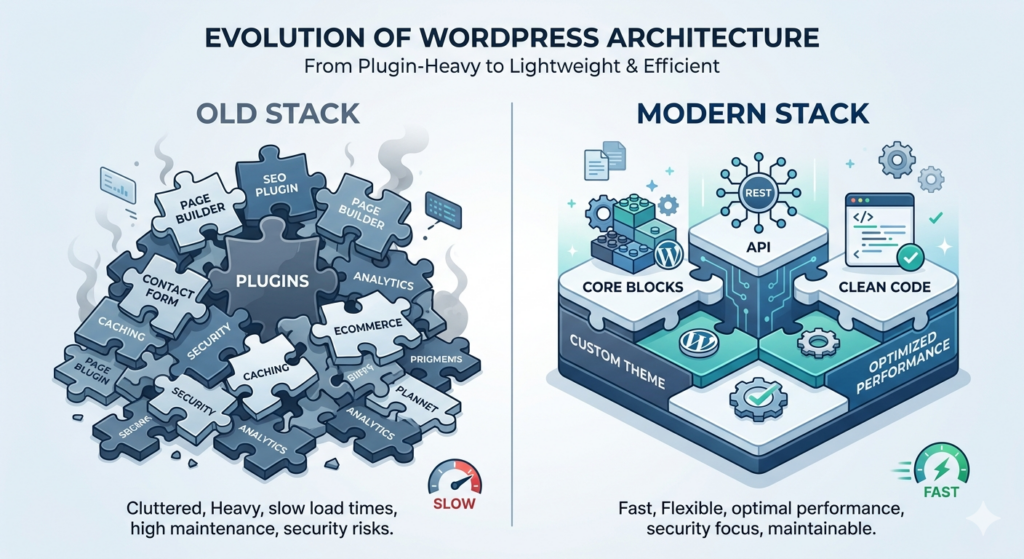 Modern WordPress Stack: From Plugin-Heavy to Lightweight Architecture